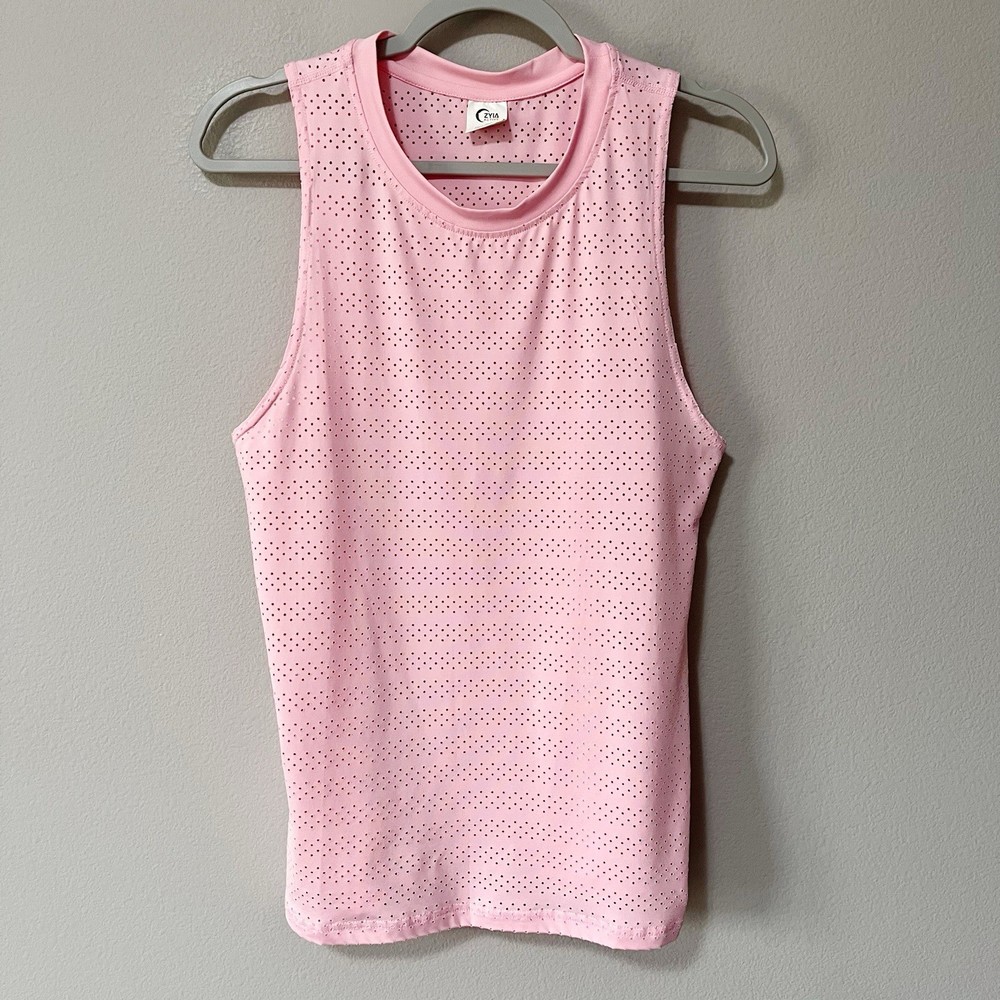 ZYIA Active Pink Blossom Mesh Chill Tank Top Women's Size Small Gym Running