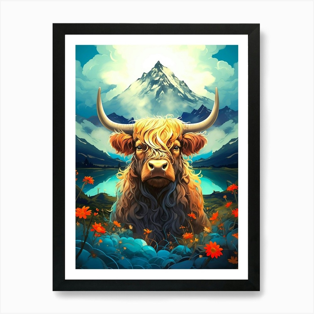 Highland Cow Art Print Framed Wall Art Poster Canvas Print Picture