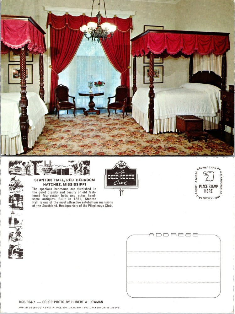 Continental Stanton Hall Red Bedroom Natchez Mississippi Postcard