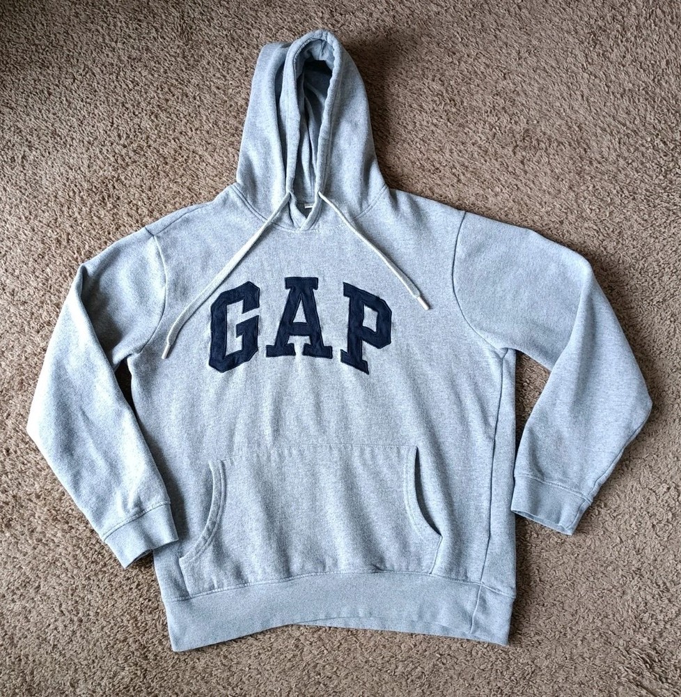 Gap Hoodie Women's Medium Embroidered Gray Pullover
