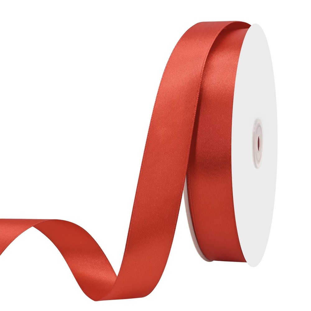 Maclemon 1 inch Wide 100 Yards Double Face Red Satin Ribbon for Gift Wrapping...