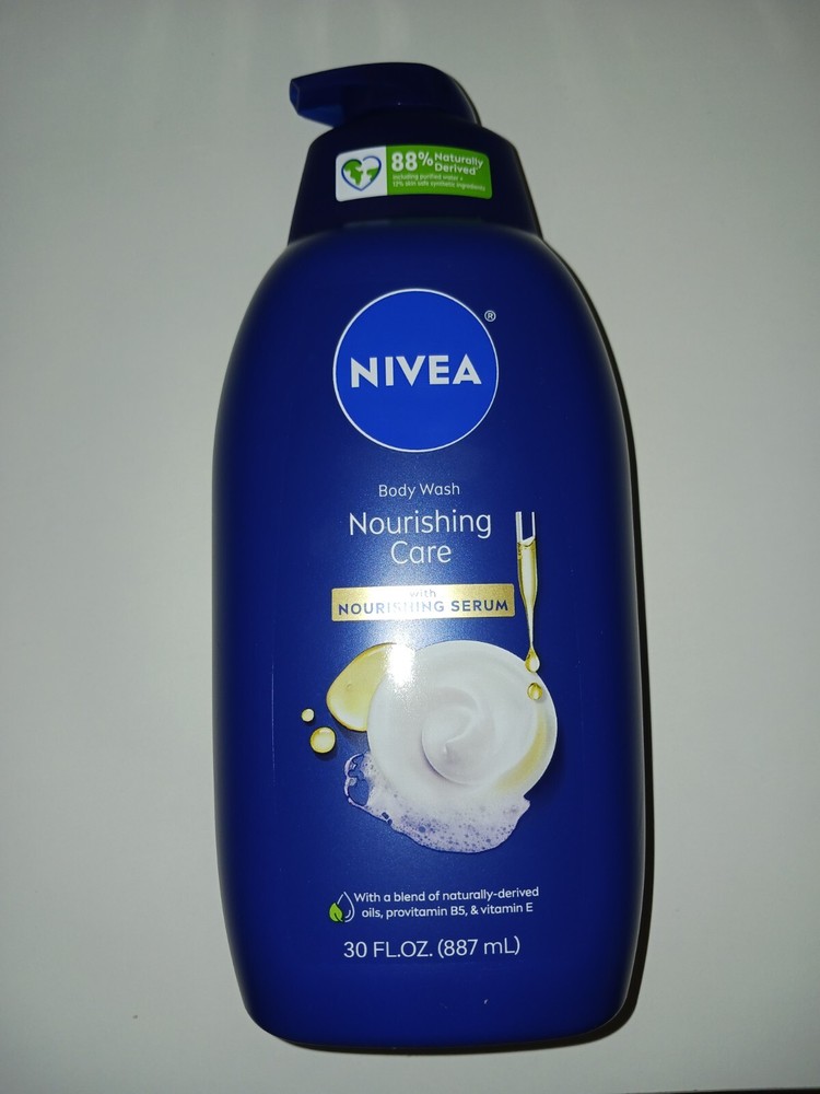 NIVEA Nourishing Care Body Wash with Nourishing Serum, 30 Fl Oz Pump Bottle