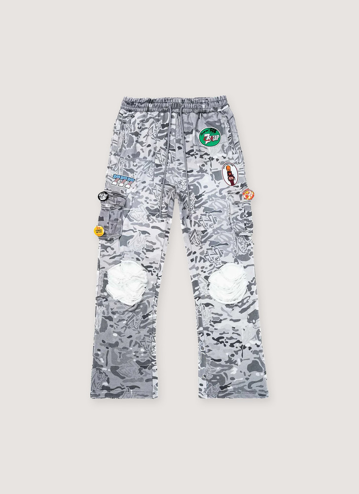Triple Sevens Patchwork 7s Cargo Sweatpants Camo