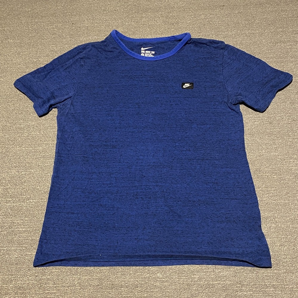 Nike Shirt Mens Large Blue Swoosh Basic Essentials Logo Athletic Cut