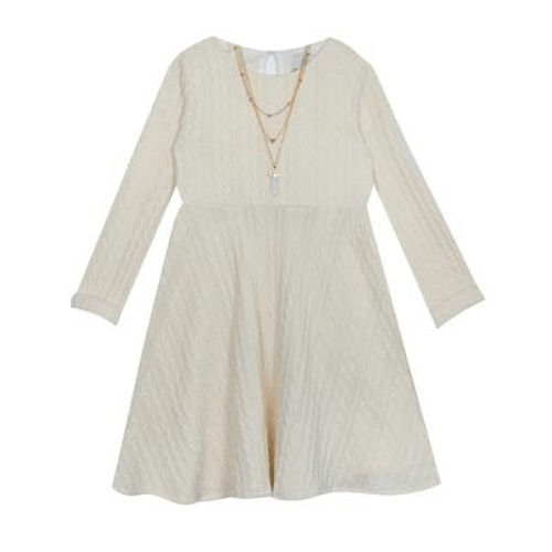 Rare Editions Big Girls Knit Fit and Flare Dress with Necklace, 2-Piece Set - Iv
