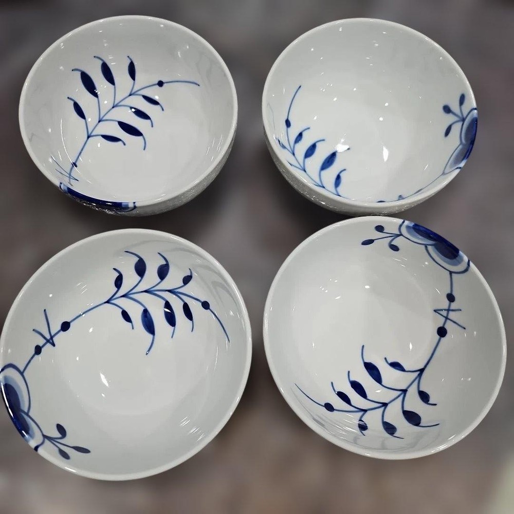 Royal Copenhagen Blue Fluted Mega 13cm Ceramic Bowl Set of 4 New