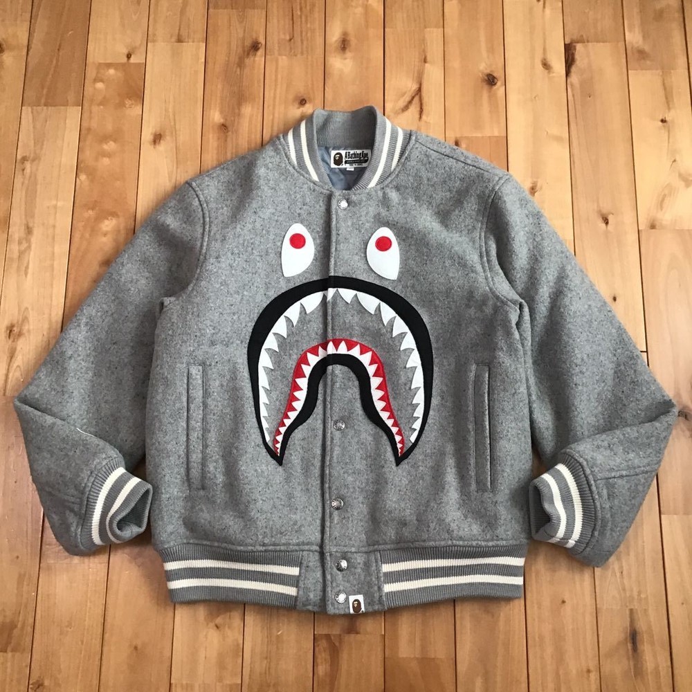 Shark Melton Stadium Jacket L Size A Bathing Ape Bape Varsity Vape