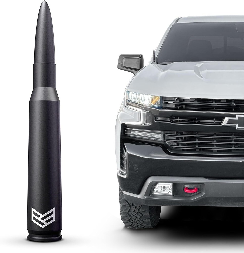 50 Cal Bullet Antenna Chevy Silverado & GMC Sierra Trucks 2014-2025 Accessories