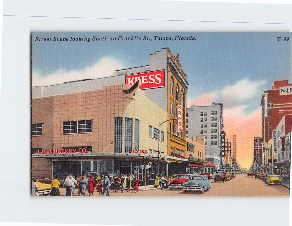 Postcard Street Scene looking South on Franklin St. Tampa Florida USA
