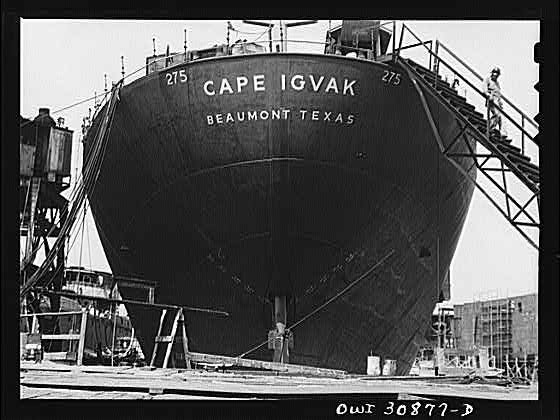 Beaumont Texas Cape Igvak 1940s Cargo Ship Under Construction Shipyard