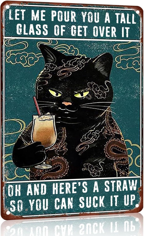 Funny Cat Metal Sign Cat Posters For Bar Signs For Home Bar Cat Wall Decor Retro
