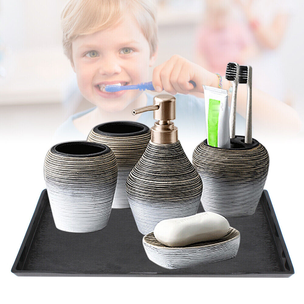 6-Piece Ceramic Bathroom Accessory Set for Countertop Decor