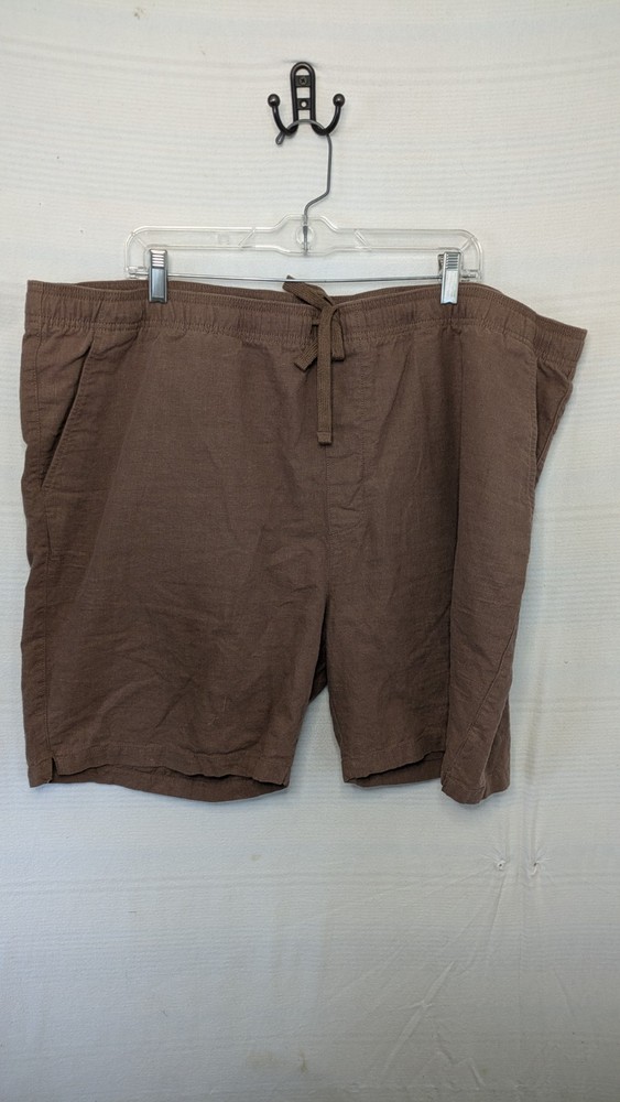 Goodfellow & Co Mens Linen Blend Pull Up Casual Shorts Brown XXL