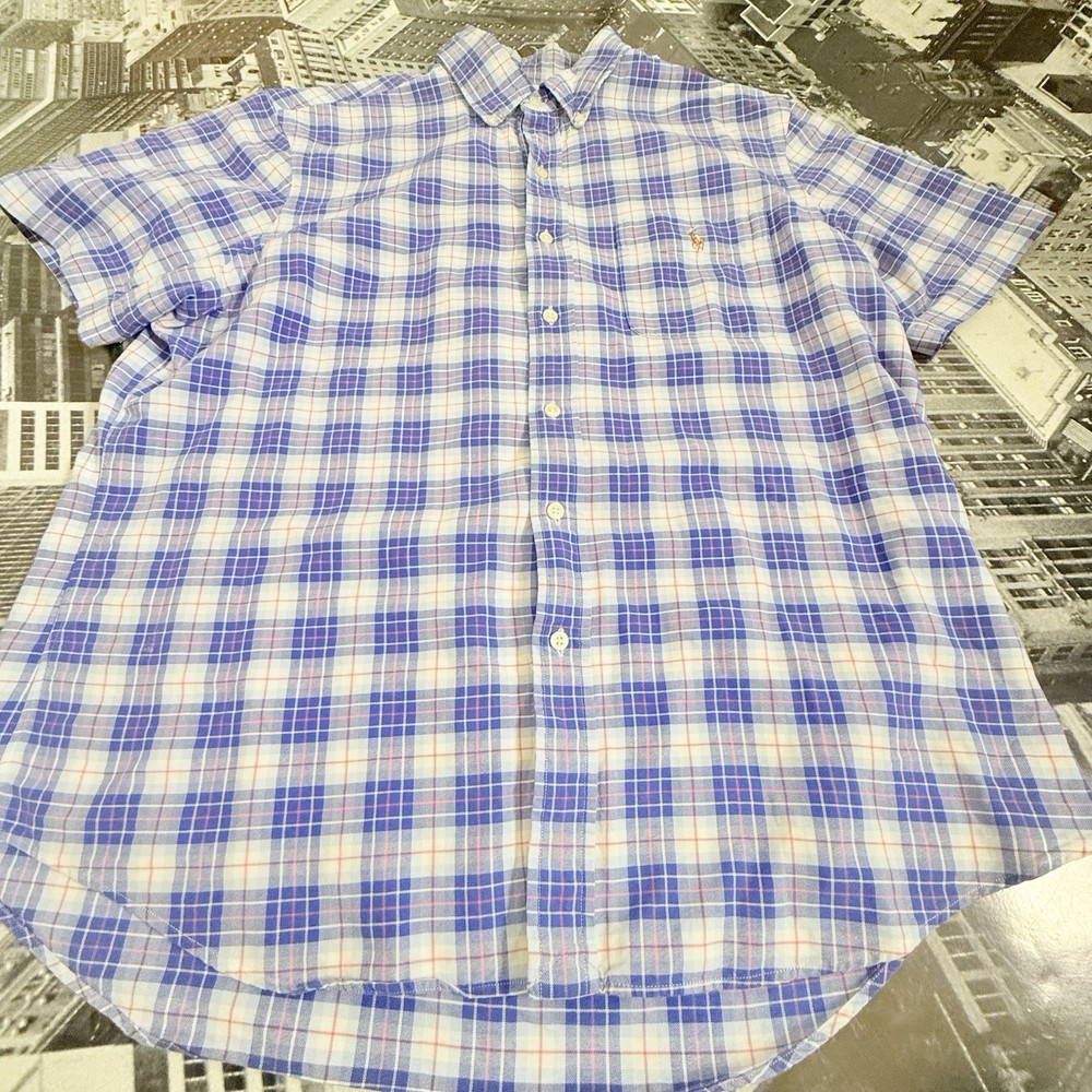 Polo Ralph Lauren | Men | Short Sleeve Buttoned Shirt | Red/White/Blue Plaid | L