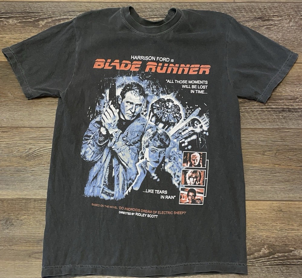 Blade Runner 80s Scifi Movies RARE Graphic Tee Shirt Mens Medium Vintage Black