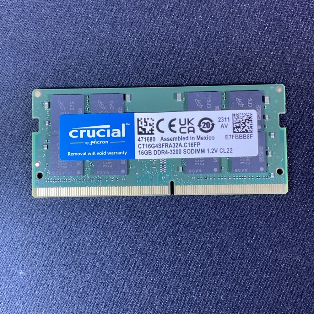 Crucial 16GB DDR4 3200 MHz PC4-25600 SODIMM Laptop RAM (CT16G4SFRA32A) - TESTED