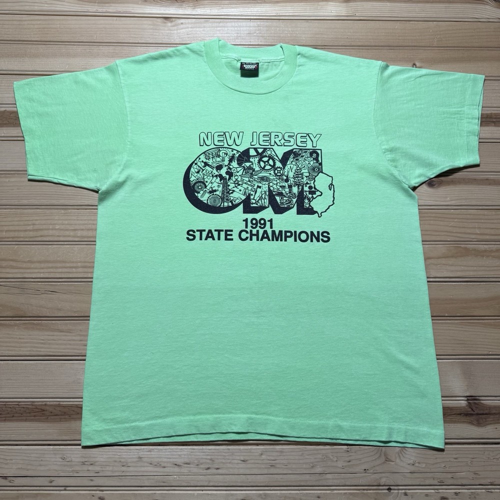 Vintage 90s New Jersey State Champions OM Graphic Drama Art Tech Art Shirt - XL