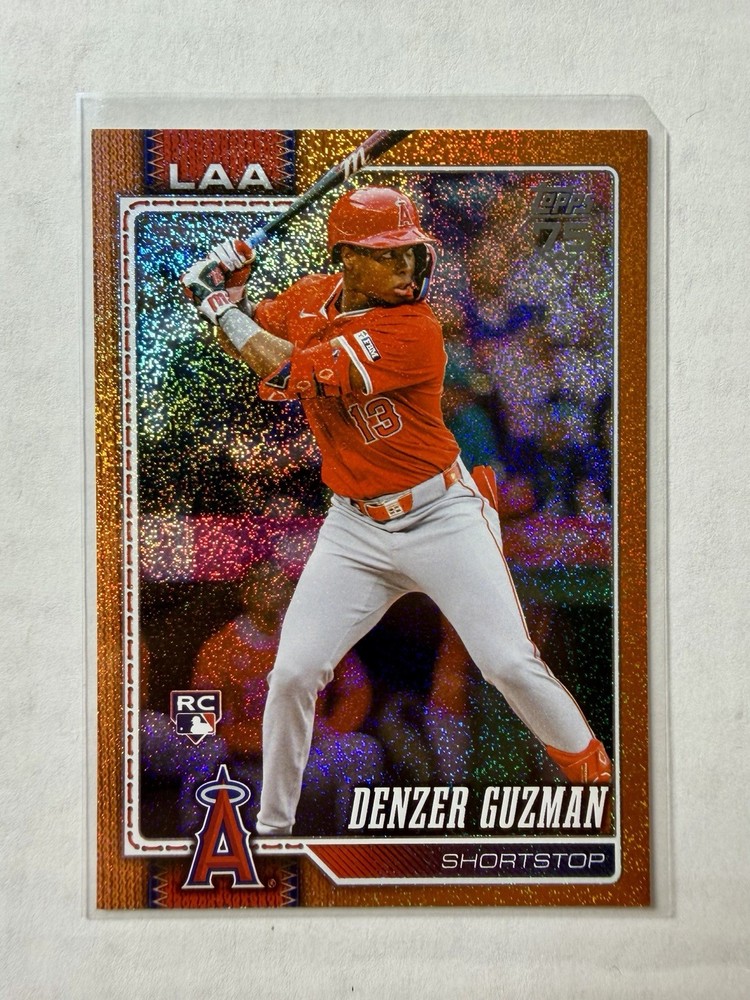 Denzer Guzman 2026 Topps Series 2 #435 Orange Sand Glitter /25 SSP RC Angels