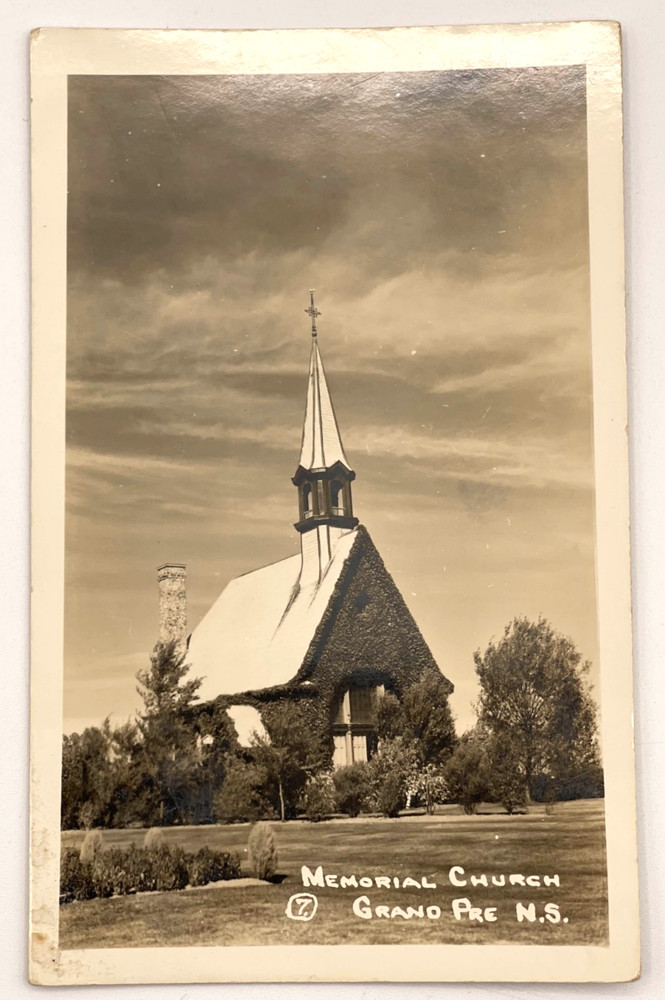 RPPC Memorial Church Grand Pré NS Canada Real Photo Postcard VELOX