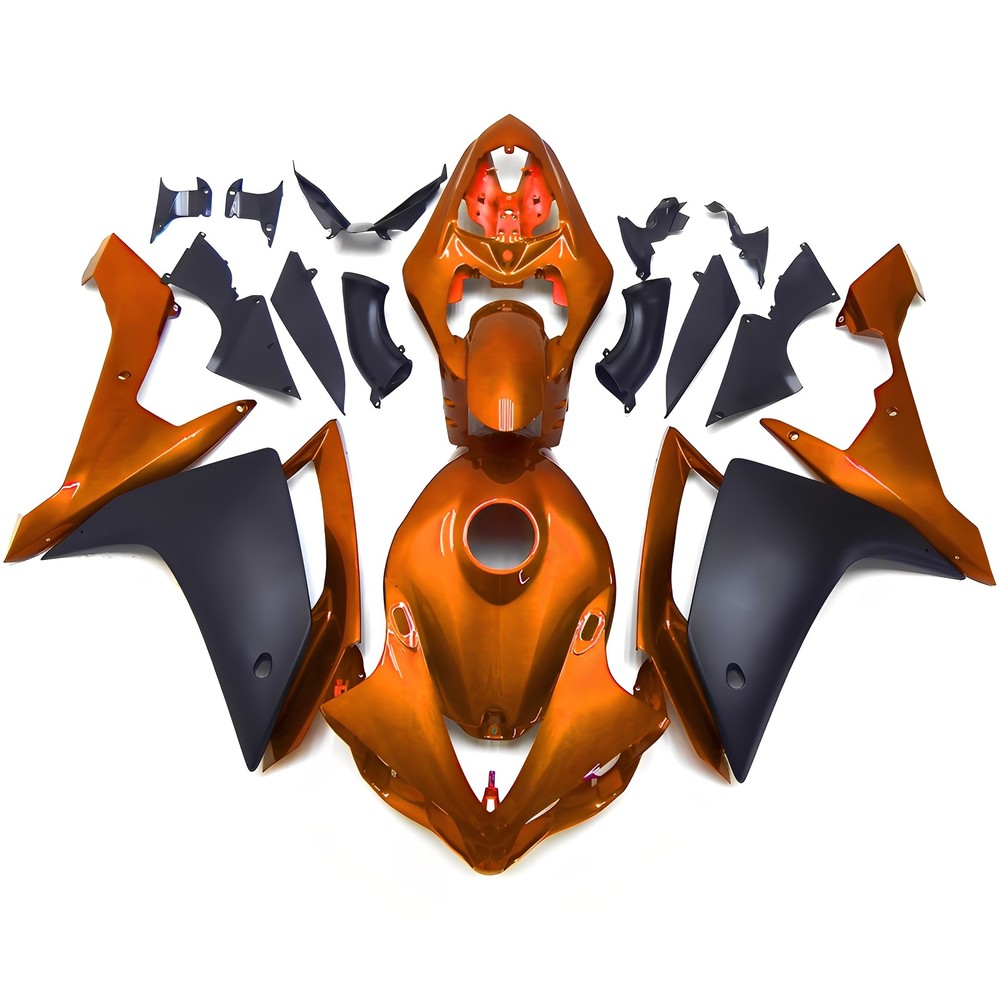 Bodywork For Yamaha YZF R1 2007 2008 ABS Fairings Candy Orange Black Body Kits