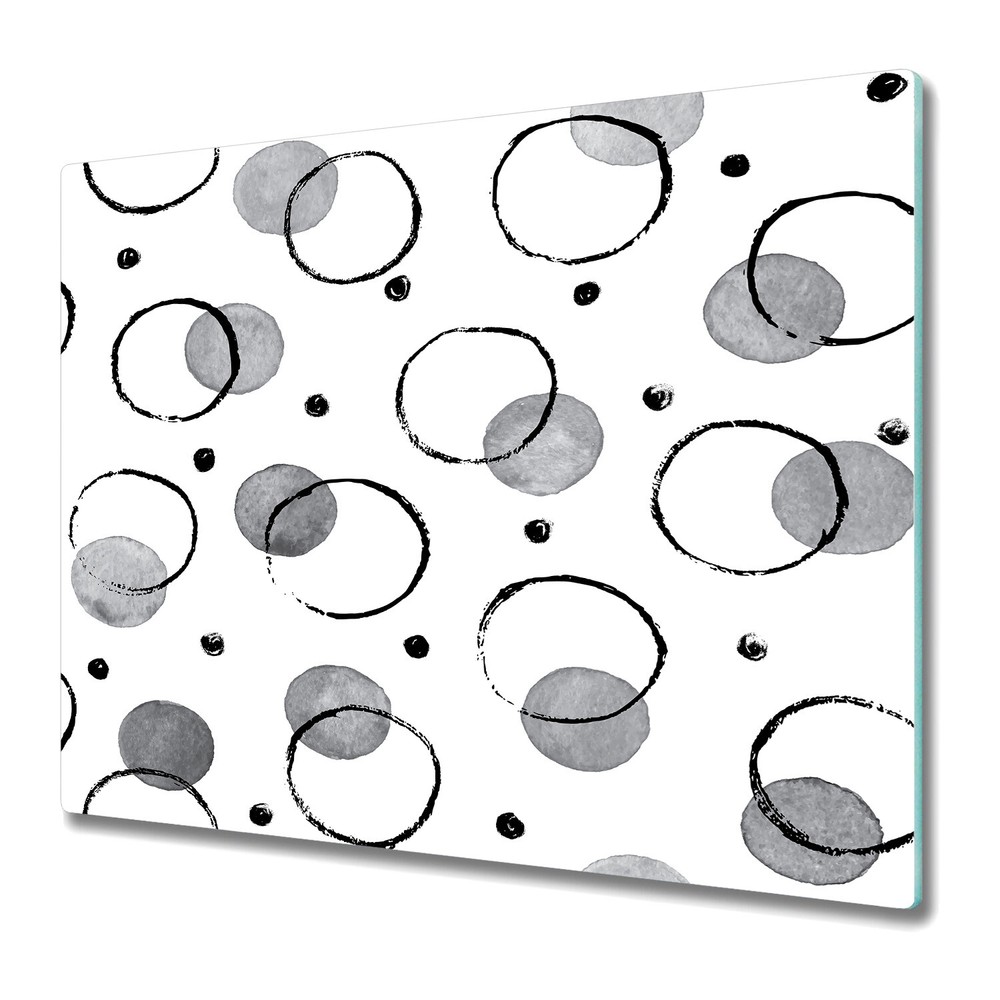 Tempered Glass Chopping Cutting Board Aquarelle ink circles Geometric 60x52