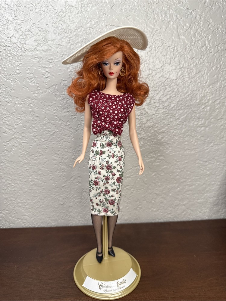 Made for Fashion Dolls and Barbie Vintage Style Dress and Hat Set With Bow