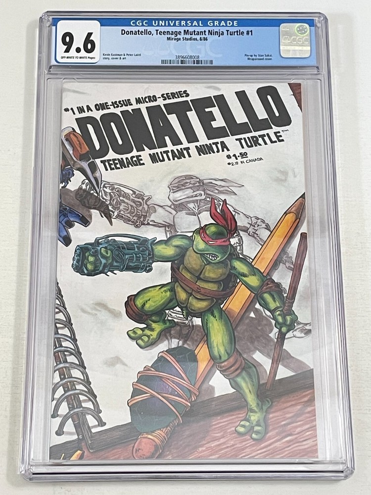Mirage Comics DONATELLO TEENAGE MUTANT NINJA TURTLE #1 CGC 9.6 MICRO SERIES 1986