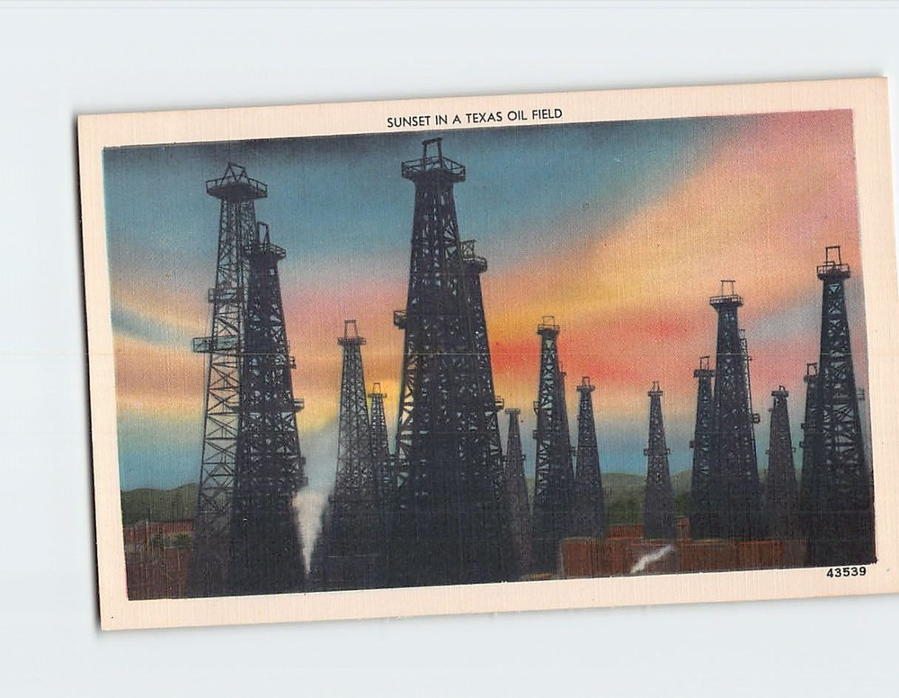 Postcard Sunset In A Texas Oil Field Texas USA