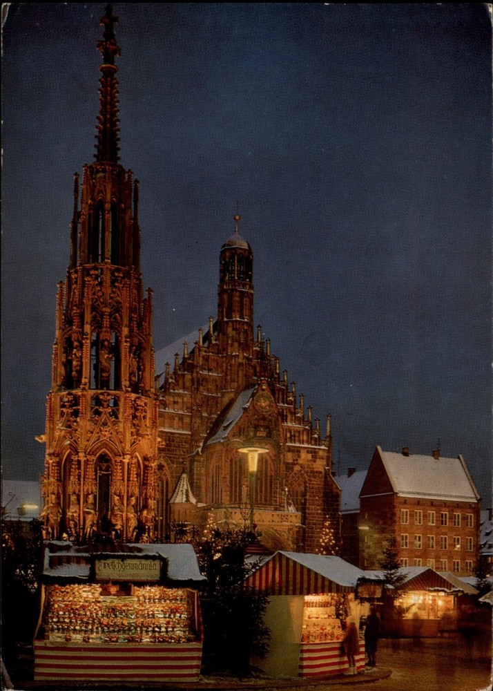 Christmas Market Nuremberg Bavaria Germany vintage postcard r352