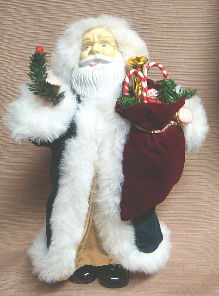 13in Musical Animated Wind-Up Vintage Santa Claus in Original Box  
