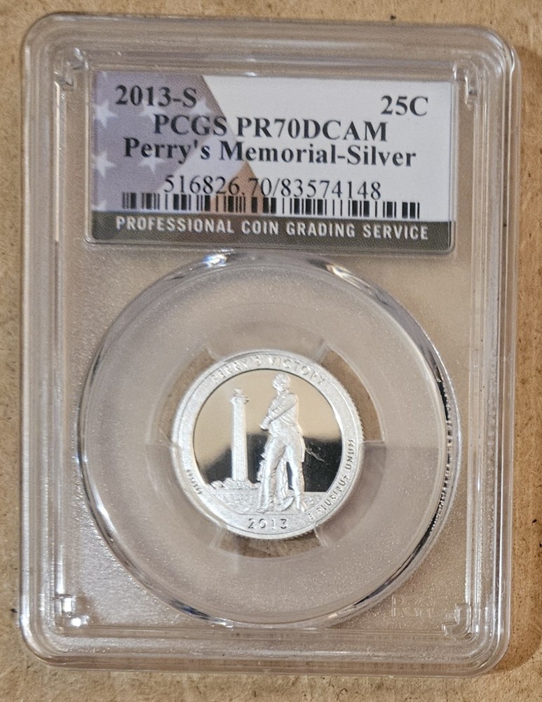 2013-S PERRY'S MEMORIAL NP SILVER PROOF QUARTER PCGS PR70DCAM