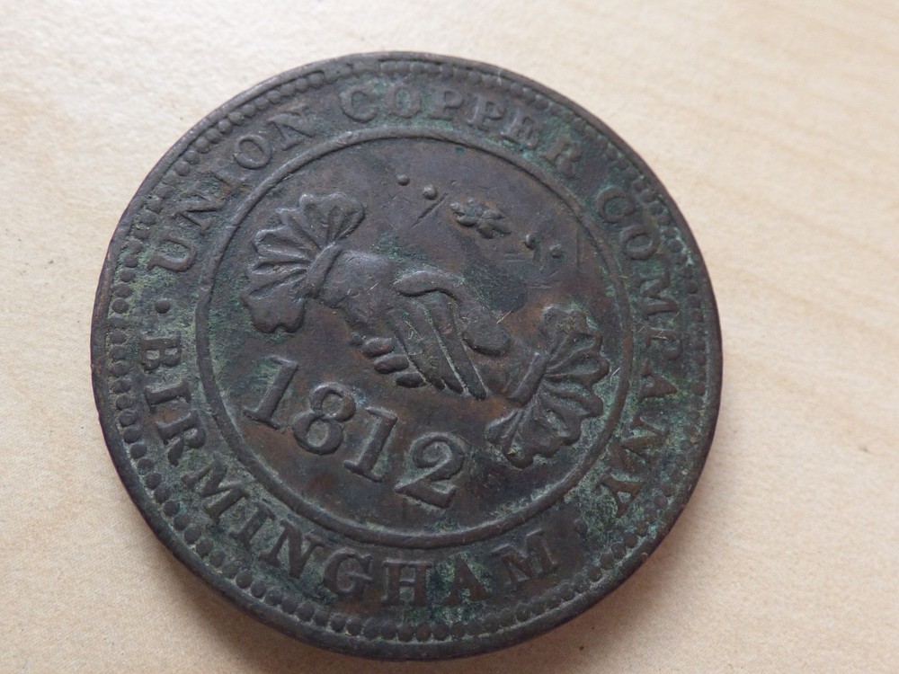 Birmingham Union Copper Company One Penny Token 1812 Accommodation (myrefn10895)-image