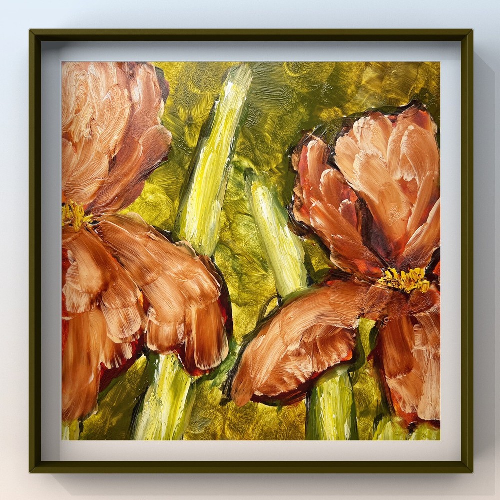 Impressionist Iris flower original oil painting Abstract Modern floral wall art