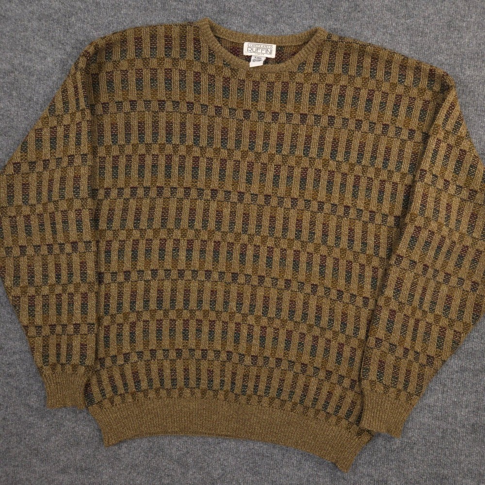 Vintage Gianfranco Ruffini Italy Sweater Mens XL Geometric Knit Grandpa Cosby
