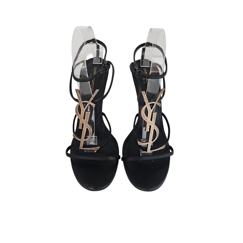 Saint Laurent Black Cassandra YSL Logo Sandal