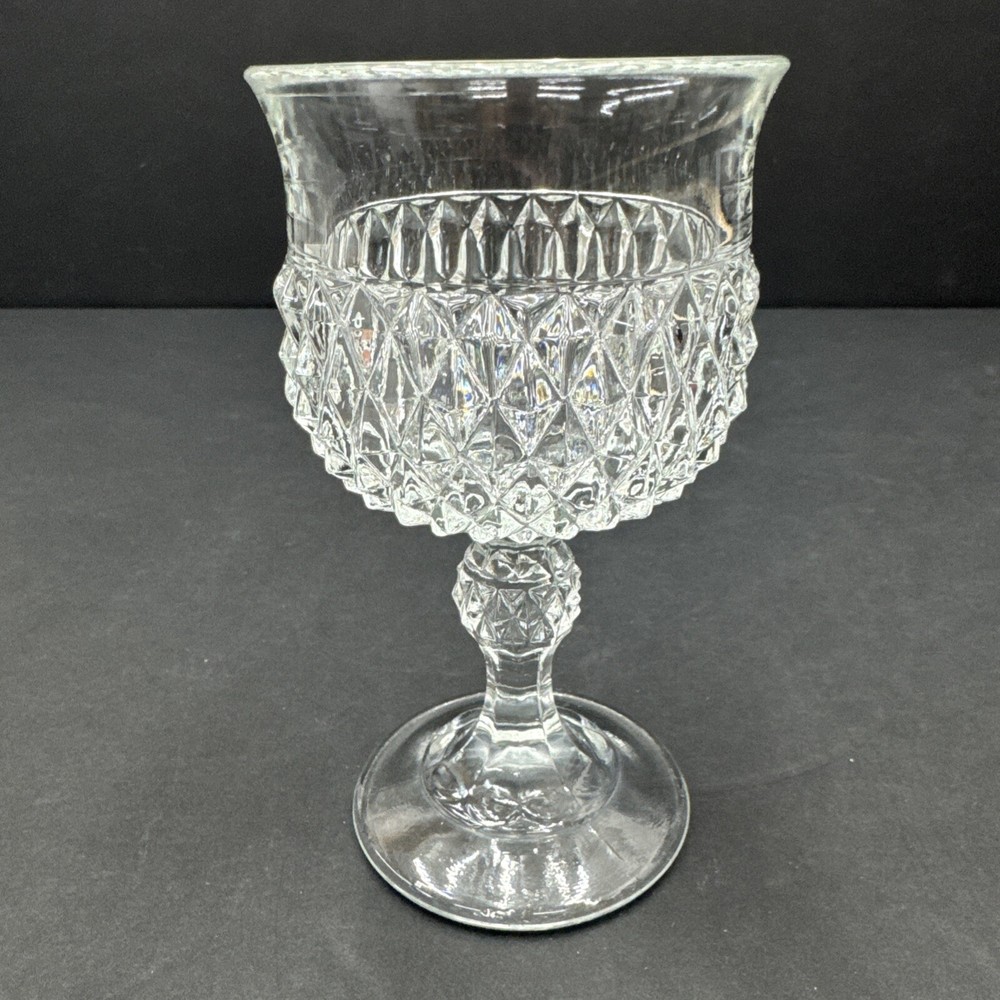 Diamond Point Clear Wine Glass by Indiana Glass 5 1/4