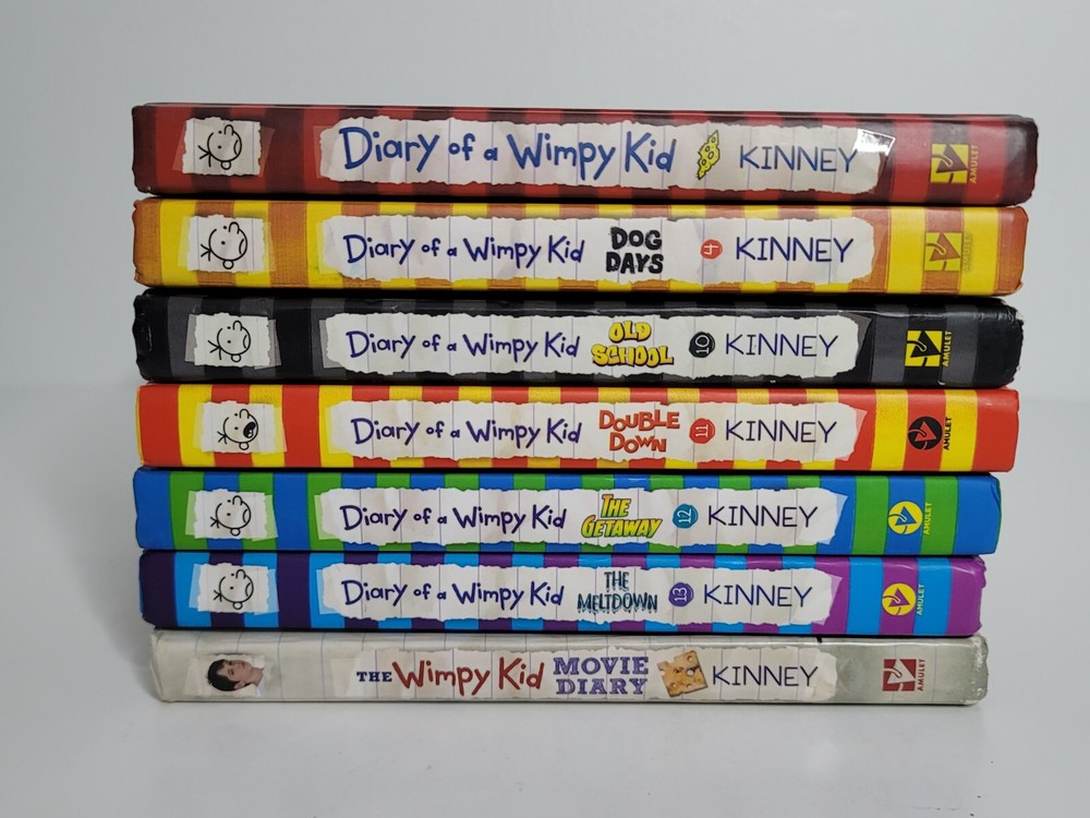 7 Diary of a Wimpy Kid Book Lot by Jeff Kinney Hardcover 1 4 10 11 12 13 Movie