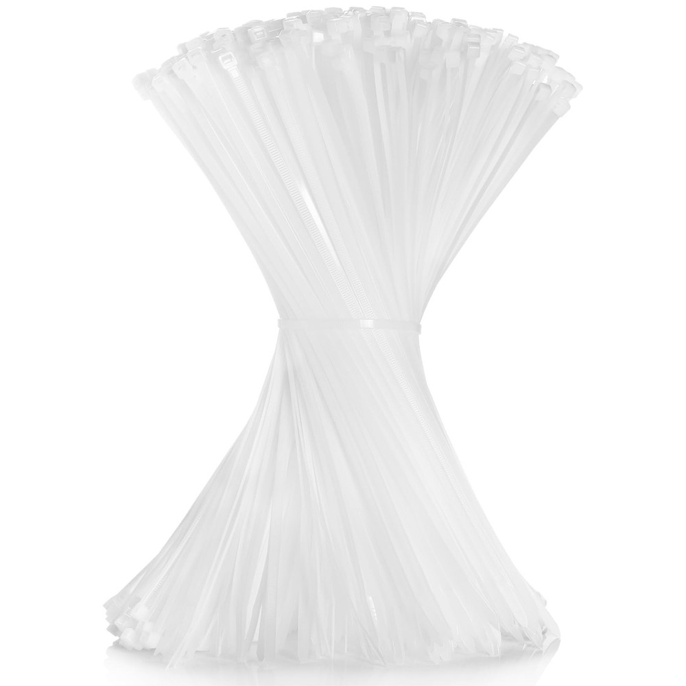 500-Pack 12-Inch Heavy Duty White Cable Zip Ties – 50lbs Tensile Strength