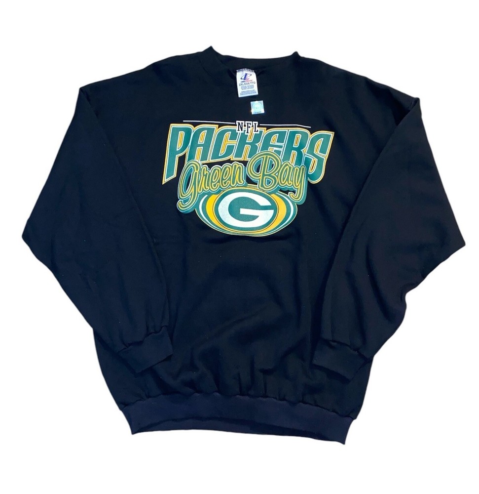 Vintage Green Bay Packers NFL Football Black Sweatshirt Logo Athletic Sz XXL