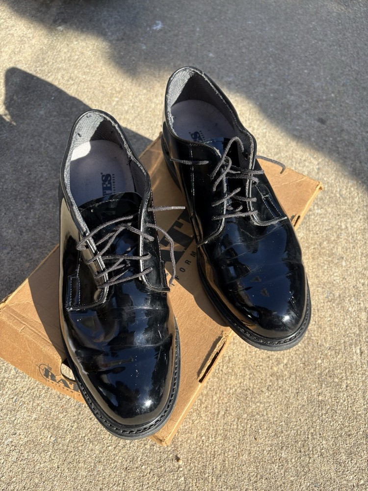 Bates NYPD Patent Leather Dress Shoes Mens 10 3E Black Uniform Oxford Police