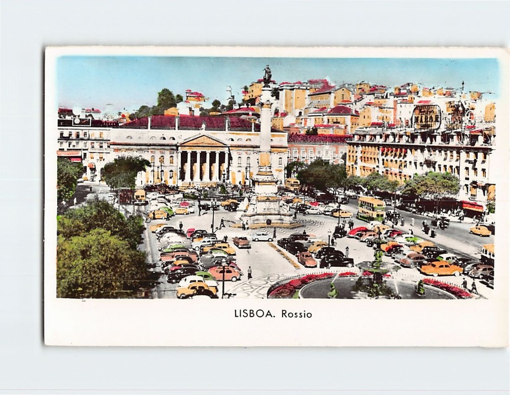 Postcard Rossio Square Lisbon Portugal