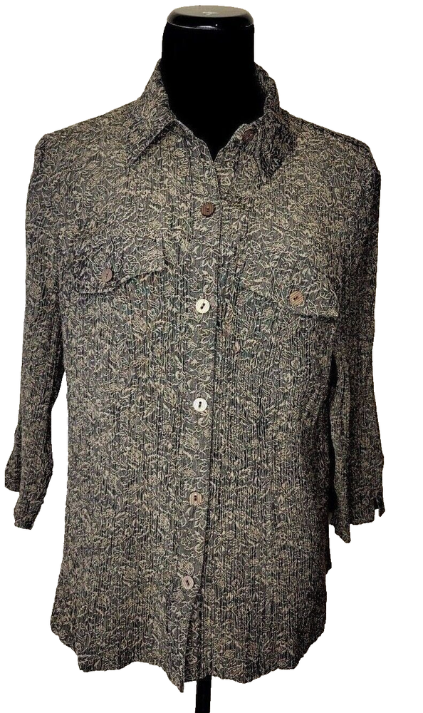 JM COLLECTION Blouse Top Shirt 2X Plus Brown Woman 3/4 Sleeve (runs small)