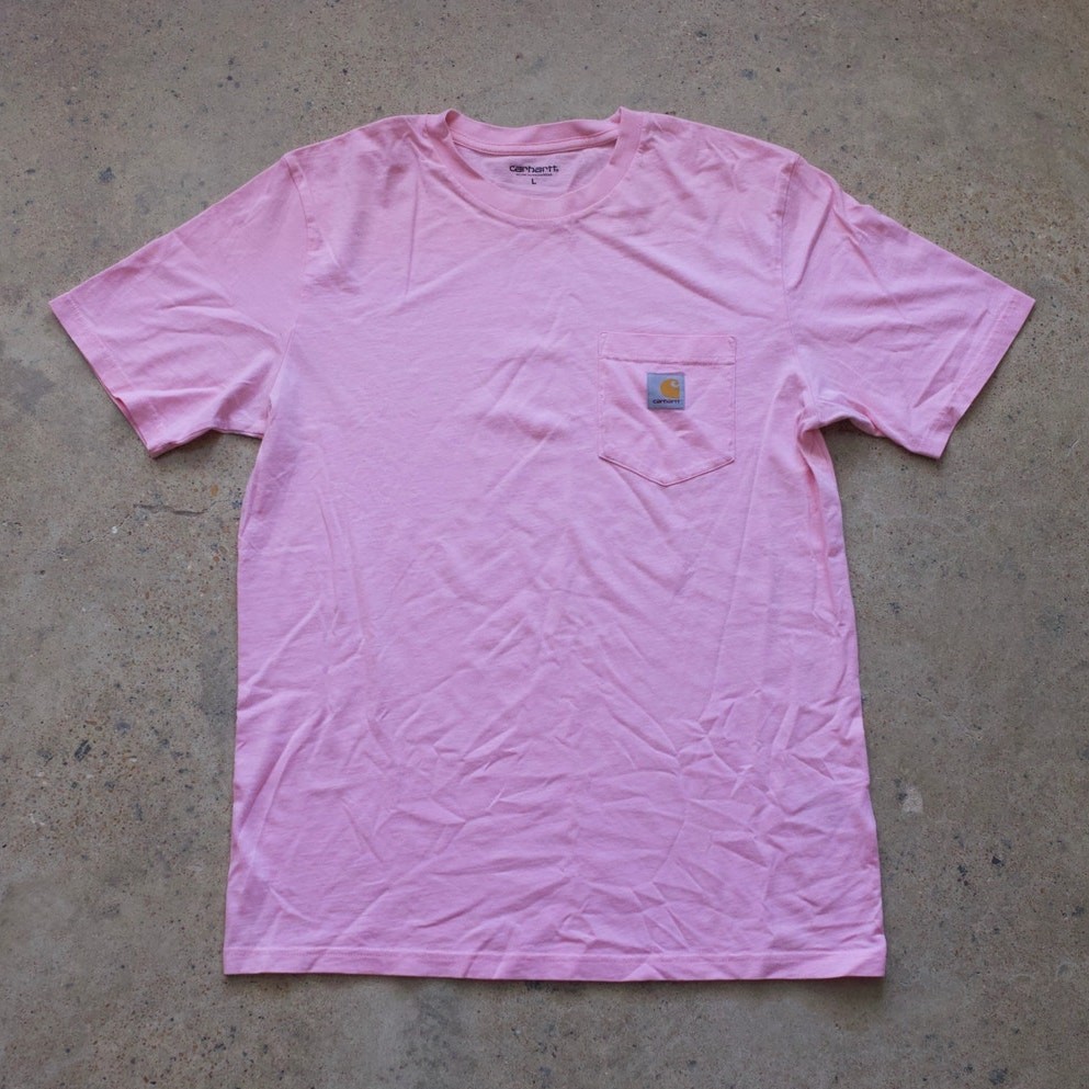 NWOT Carhartt WIP Pocket T-Shirt Pink Crewneck Logo Tee Size Large