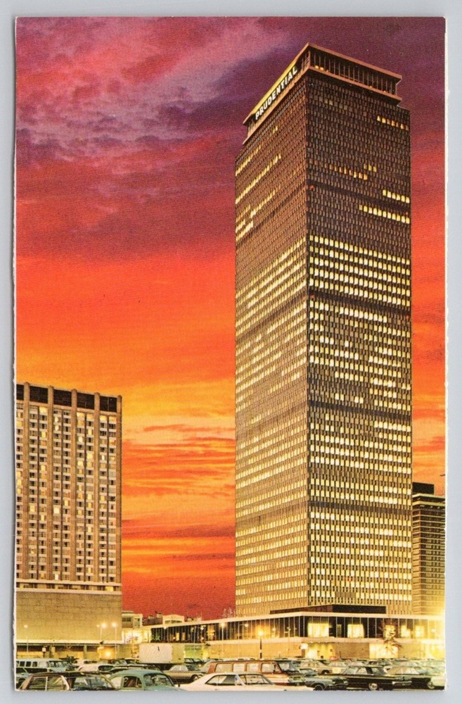 Vintage Prudential Center Boston MA Sunset Plastichrome Postcard 1960s 70s