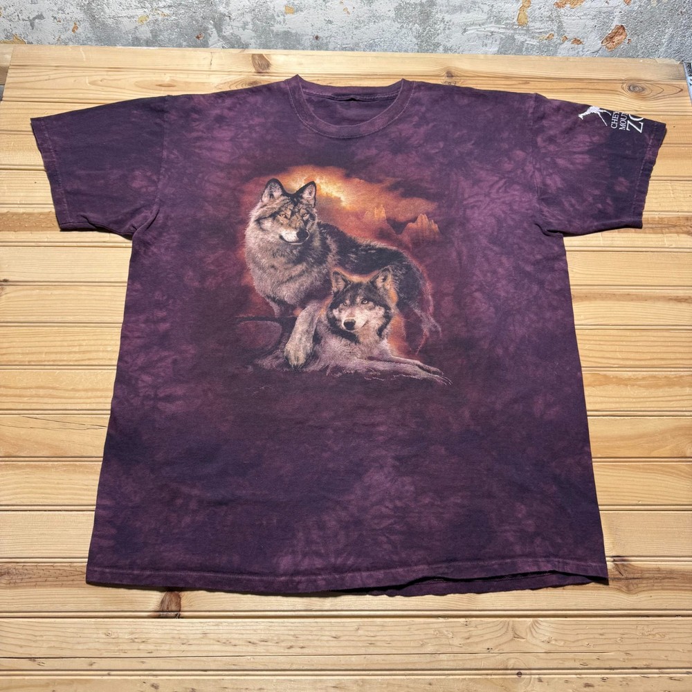 Vintage Y2K Cheyenne Mountain Zoo Wolf Wildlife Tie Dye Souvenir T-Shirt - 2XL