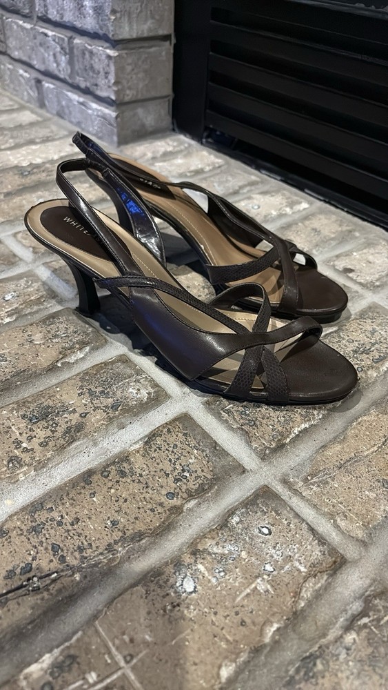 White Stag Brown Slingback Heels Size 8