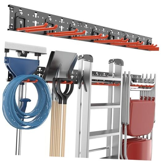 Wall-Mounted Garage and Garden Tool Storage Organizer - Versatile Space-Saving Tool Rack for Efficient Workspace Organization