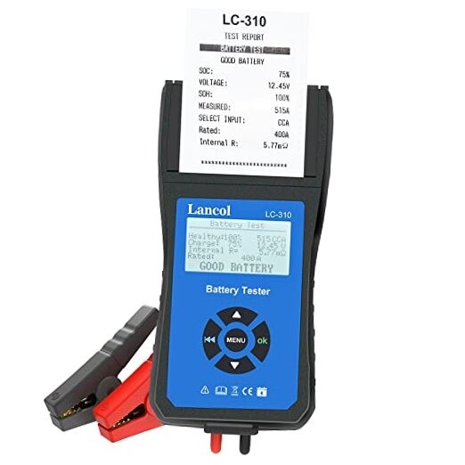12V Car Battery Tester with Printer and Alternator Diagnostic Tool