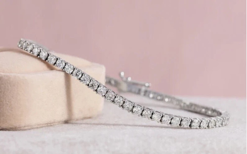 Sparkling 4.00 Ct Round Lab Grown Diamond Tennis Bracelet 14k White Gold Plated