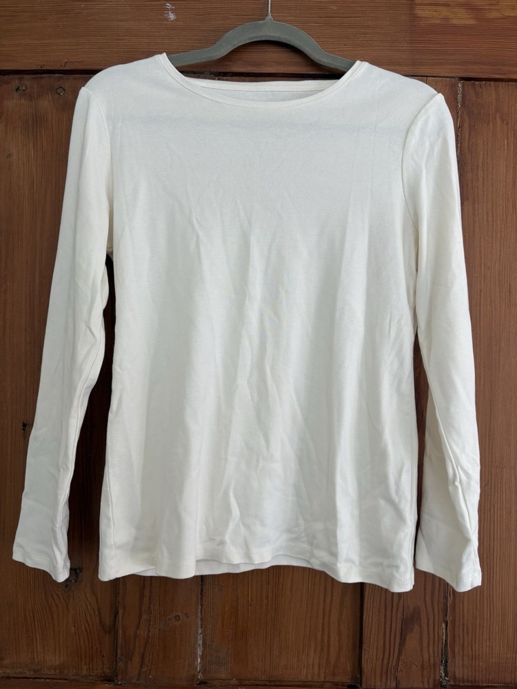 Women’s Talbots Ivory Cotton Tee Shirt Long Sleeves M